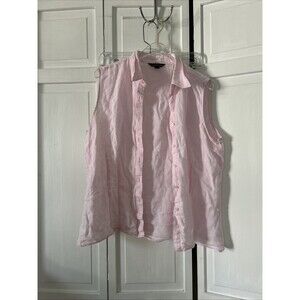 lands end womens Pink Sleeveless linen Blouse Size 14